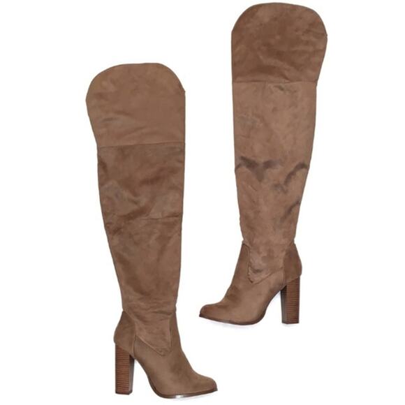 NWT Charlotte Russe Nessa Tan Knee High Boots Size 7 - Picture 2 of 6
